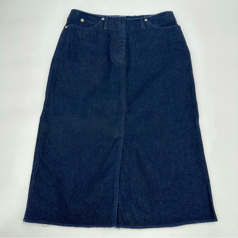 VTG London Jeans Skirt Womens 4 Denim Pencil Dark Wash Cotton No Waistband Y2K